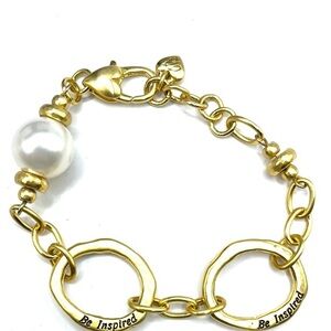 Brighton Gold and White Elegant Pearl Bracelet Matte Gold Plated Be Inspired